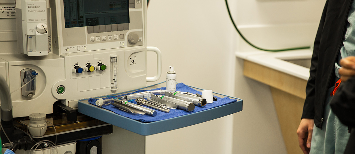 A view of an anesthesia workspace
