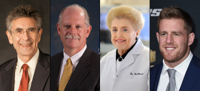 Nobel Laureate Dr. Robert Lefkowitz, Houston Emergency Medical Services Director Dr. David Persse, Dr. Alice McPherson and Houston Texans star J.J. Watt.