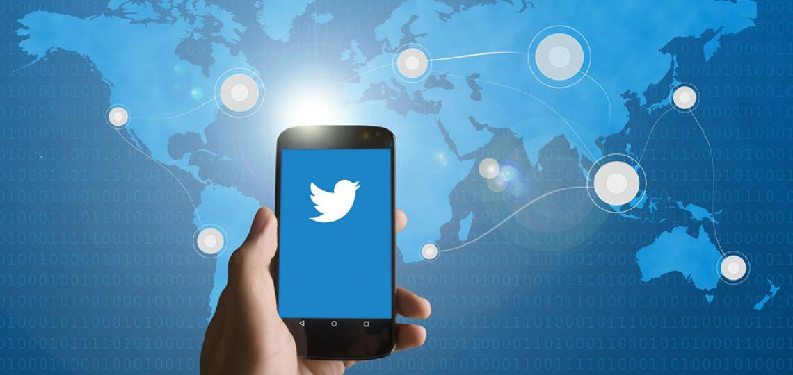 Smart phone with Twitter logo