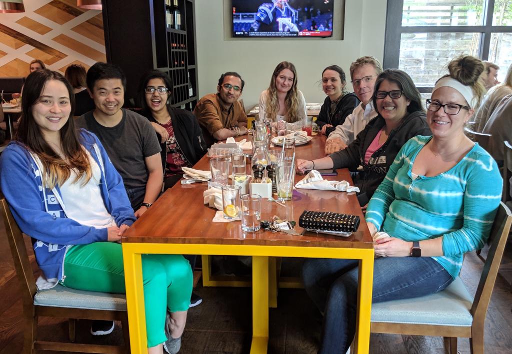 Lab Lunch and celebrating funding of Tom's.