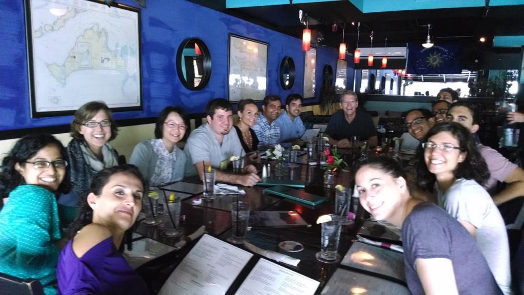 Lab Reunion:  Lunch for Cooper lab alumni and current members at the Gordon Research Conference, 2014.