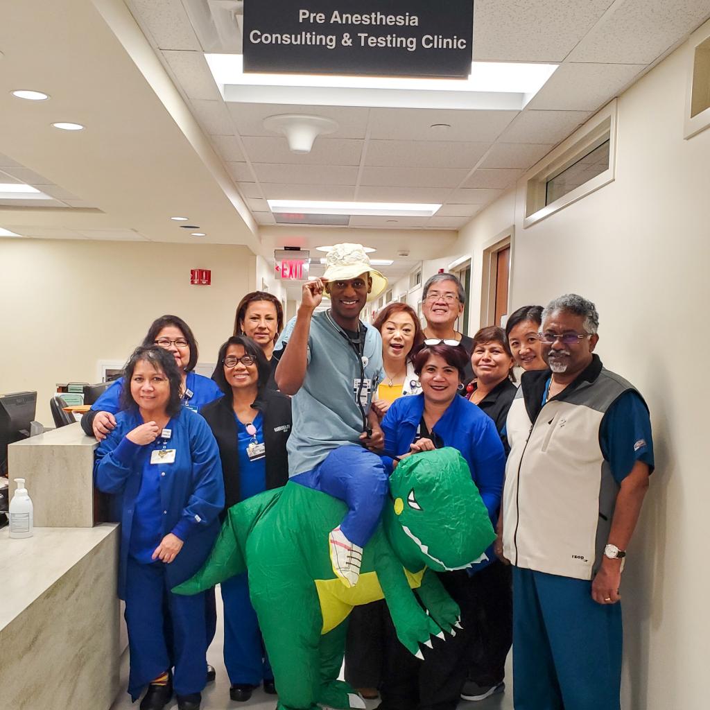 Creative Halloween Costumes at Pre-Op Screening Clinic.