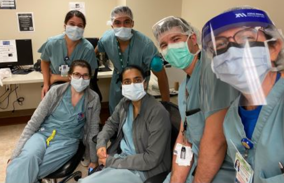 The residents and Dr. Jennifer Taylor together during a busy day in the OR.