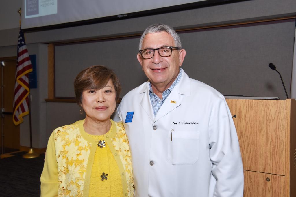 Dr. Nancy Chang (left) and Dr. Paul Klotman (right) during the Nancy Chang, Ph.D. Symposium 2023
