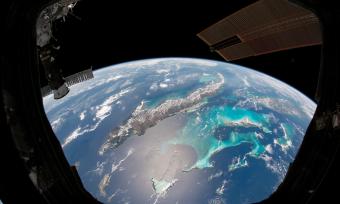 Photo taken from space overlooking the Carribean. 