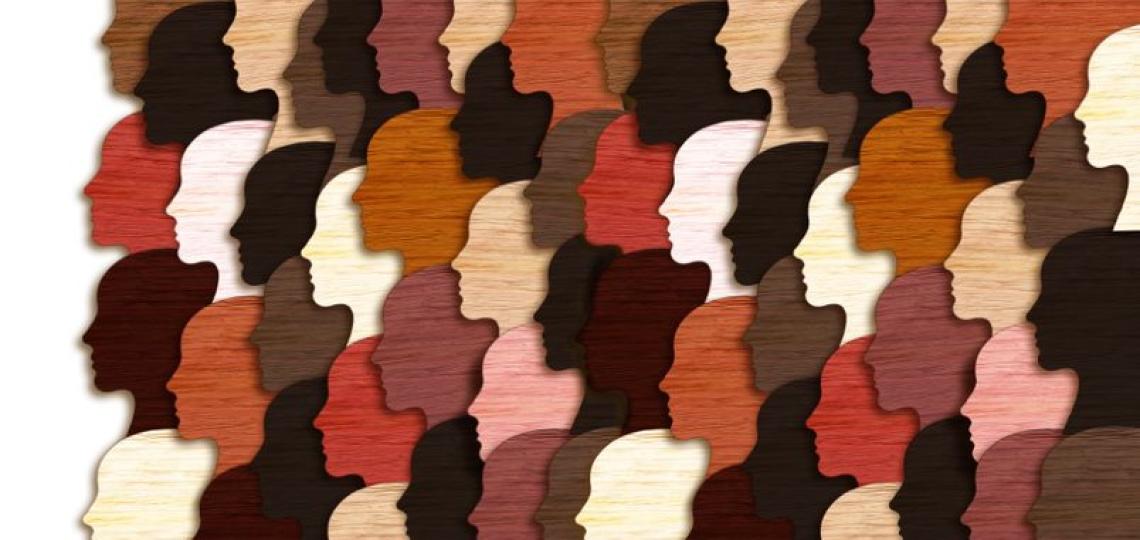 Diverse people Illustration of group faces showing diverse races and ethnicities.