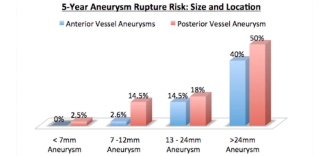 5-Year Aneurysm Rupture Risk: Size and Location