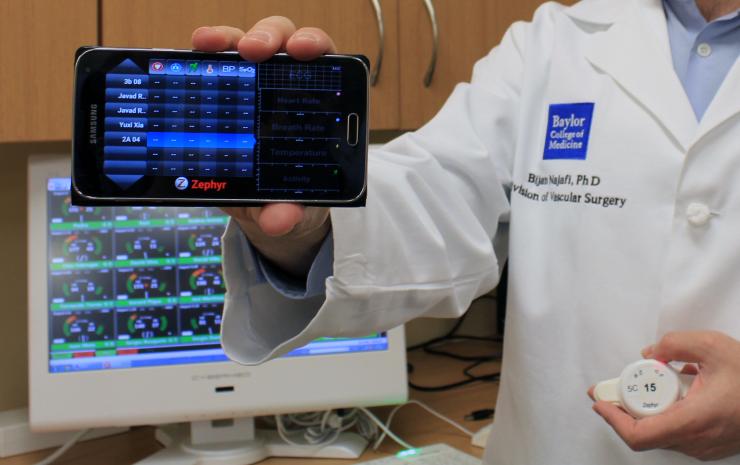 Vitals signs and patient data can be monitored wirelessly on various devices such as smart phones and tablets.