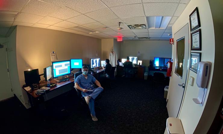 PGY2 resident, Ben Howard, in the Ben Taub Radiology Reading Room. PGY2 resident, Ben Howard, in the Ben Taub Radiology Reading Room.