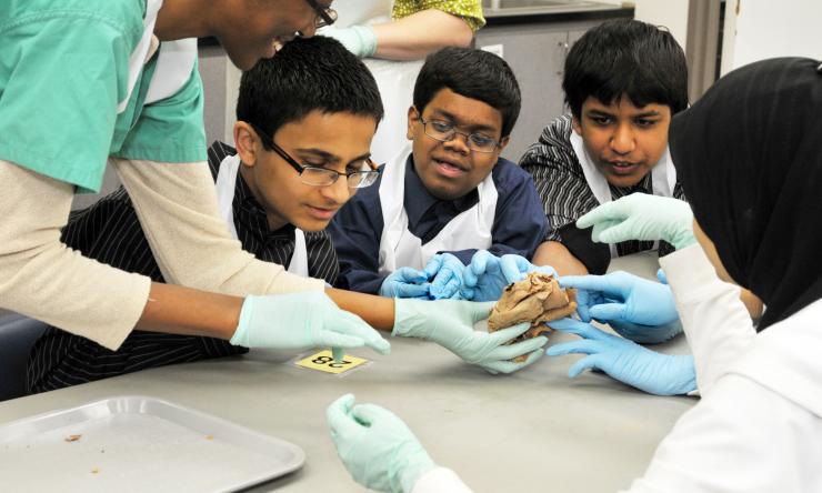 A group of students participating in a Saturday Morning Science session.