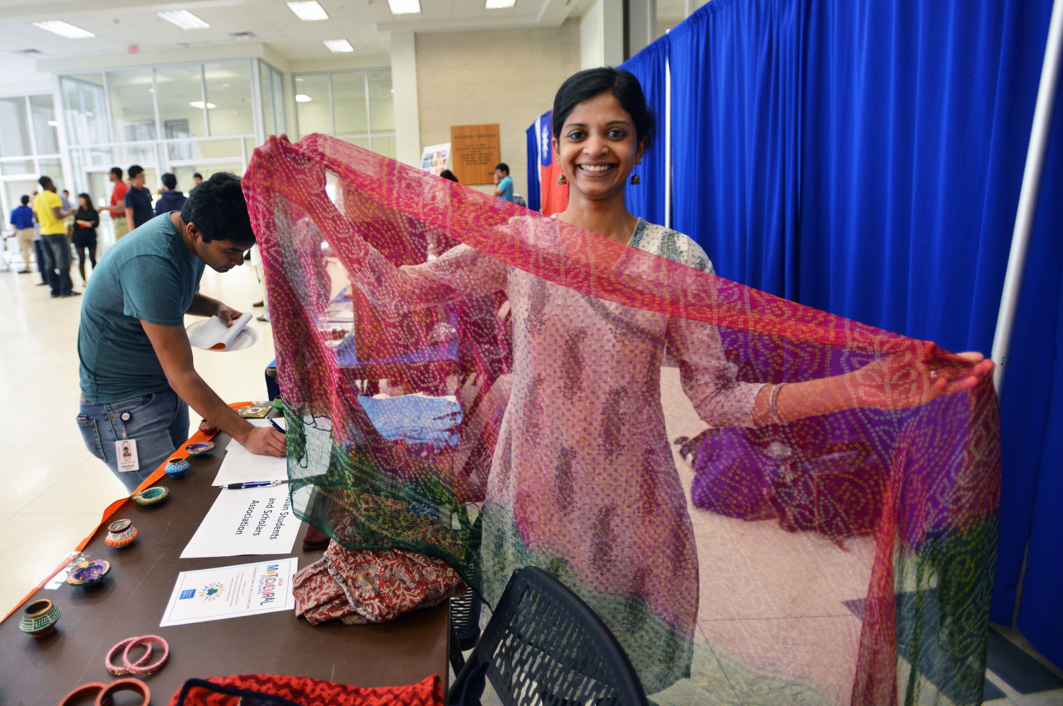Members of the Indian Students and Scholars Association showcasing fashion from around the world.