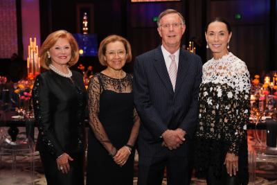 Honoree Jan Duncan, honorary chairs Dr. Carolina Gutierrez and Dr. C. Kent Osborne and honoree Sue Smith join together at the Lights Out Cancer event benefiting the Dan L Duncan Comprehensive Cancer Center.