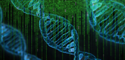 Illustration of data matrix and DNA molecules