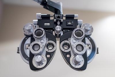 Phoropter used for eye exam 