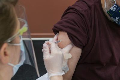 Man getting a flu shot