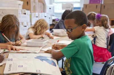 Elementary school children in a classroom