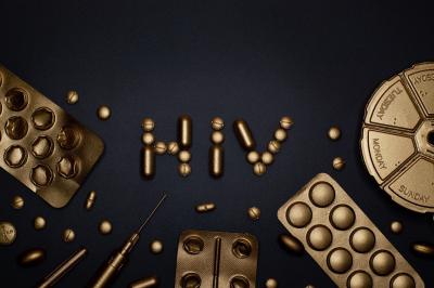 Image of the term HIV surrounded by medications