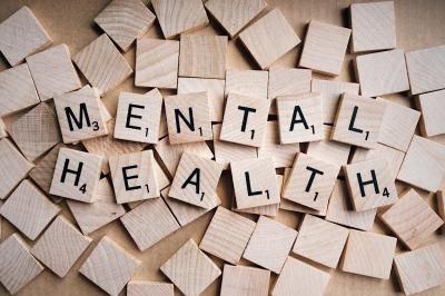 Mental Health spelled out in Scrabble tiles
