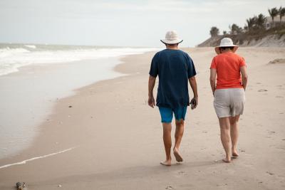 elderly people on beach