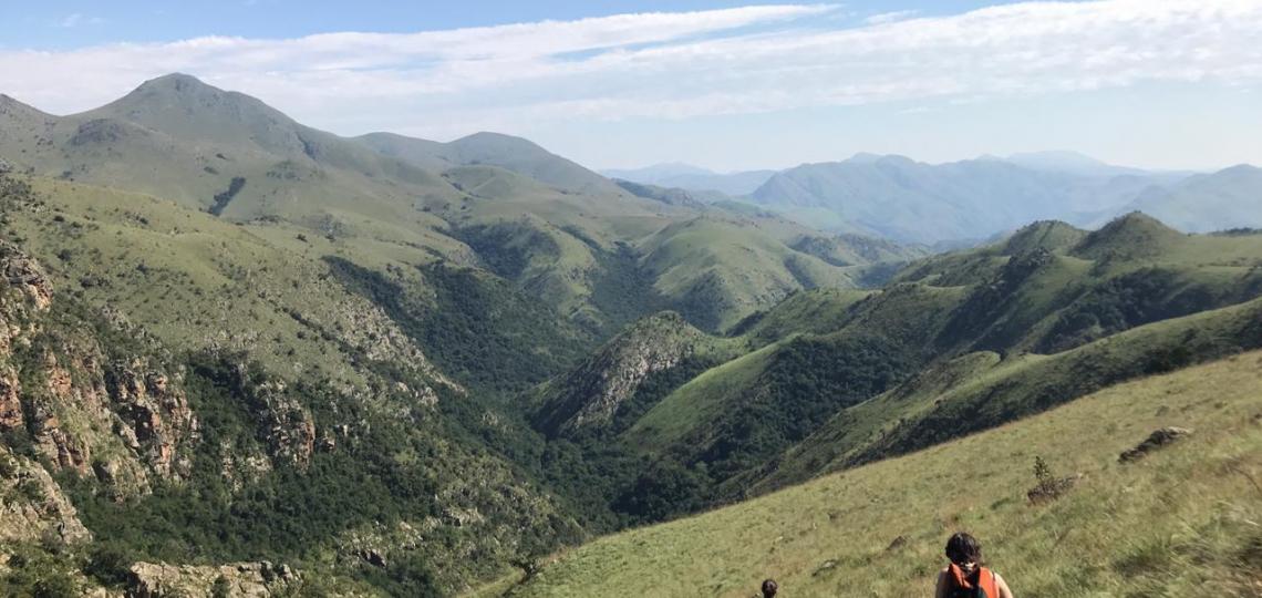 Drs. Tara Ness and Amanda Small hiking at Malalotja in Eswantini