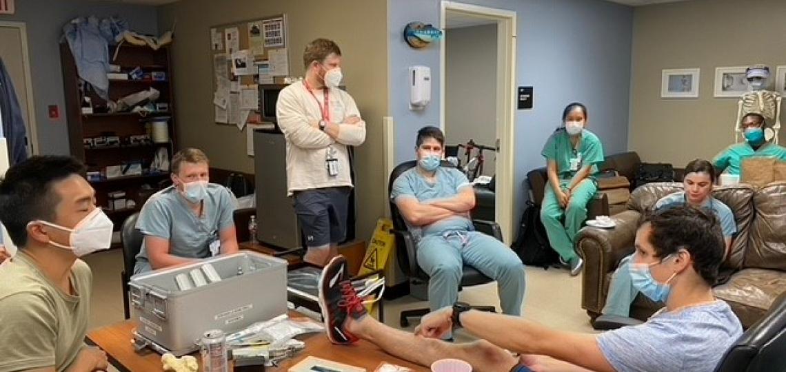 Orthopedic residents practicing surgical skills