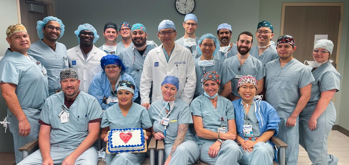 Dr. Liao and team celebrate their 200th Robotic heart surgery.