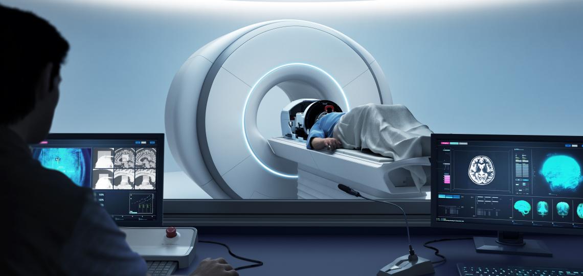 Patient receiving focused ultrasound therapy