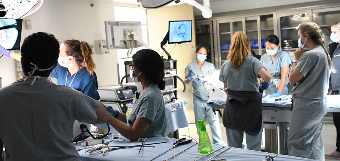 OBGYN residents during a simulation lab