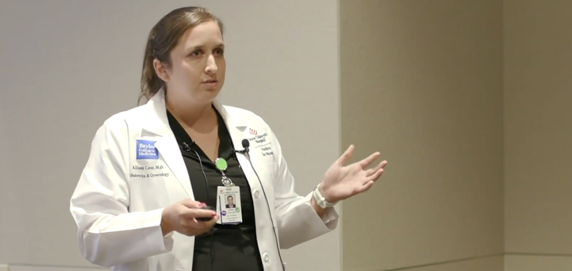 A vulvodynia and vulvovaginal health specialist, Dr. Allison Conn presents at a Pelvic Pain Seminar with other Baylor gynecologists.