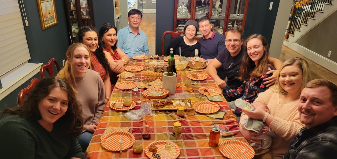 The Echeverria lab members celebrating Thanksgiving 2022.