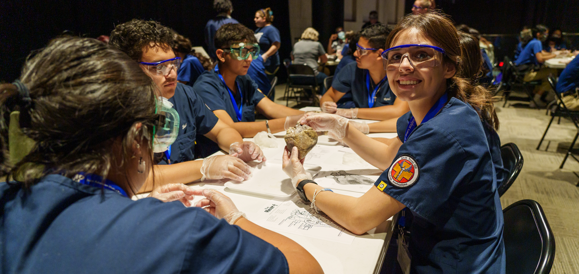 South Texas High School students doing a heart dissection class at the Houston Museum of Natural Sciences in summer 2023