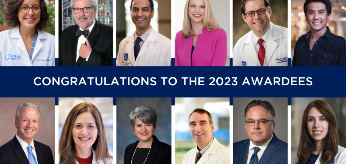 Collection of portraits of the winners of the 2023 Alumni Awards at Baylor College of Medicine.