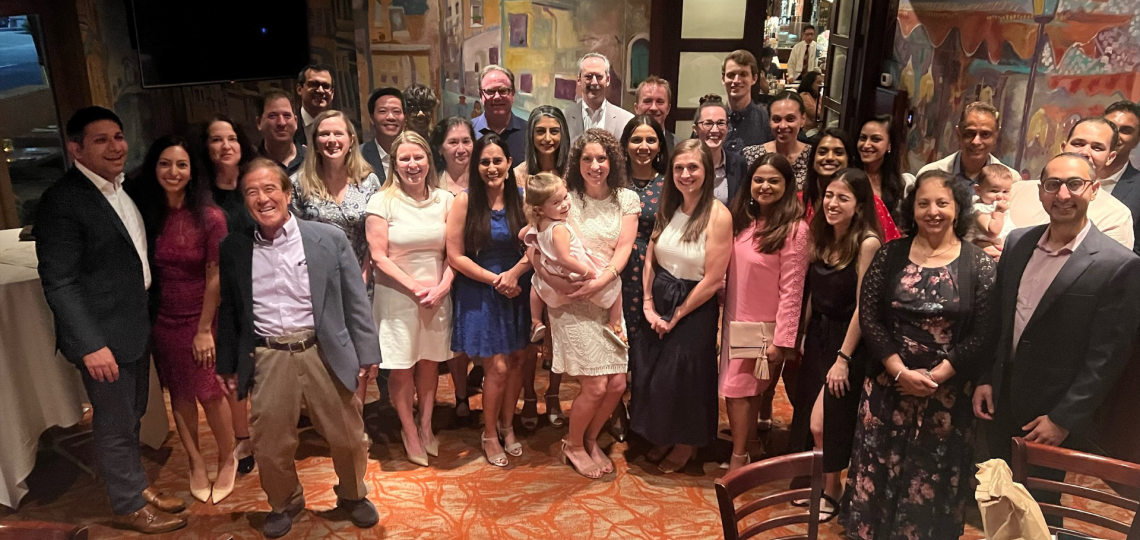 A large group of pediatric gastroenterology fellows after a meal at La Griglia