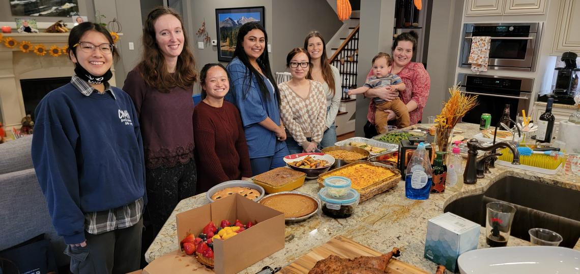 Photo of the Echeverria Lab members celebrating Thanksgiving