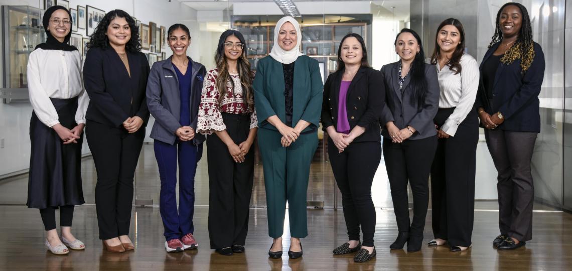 group of women standing inside