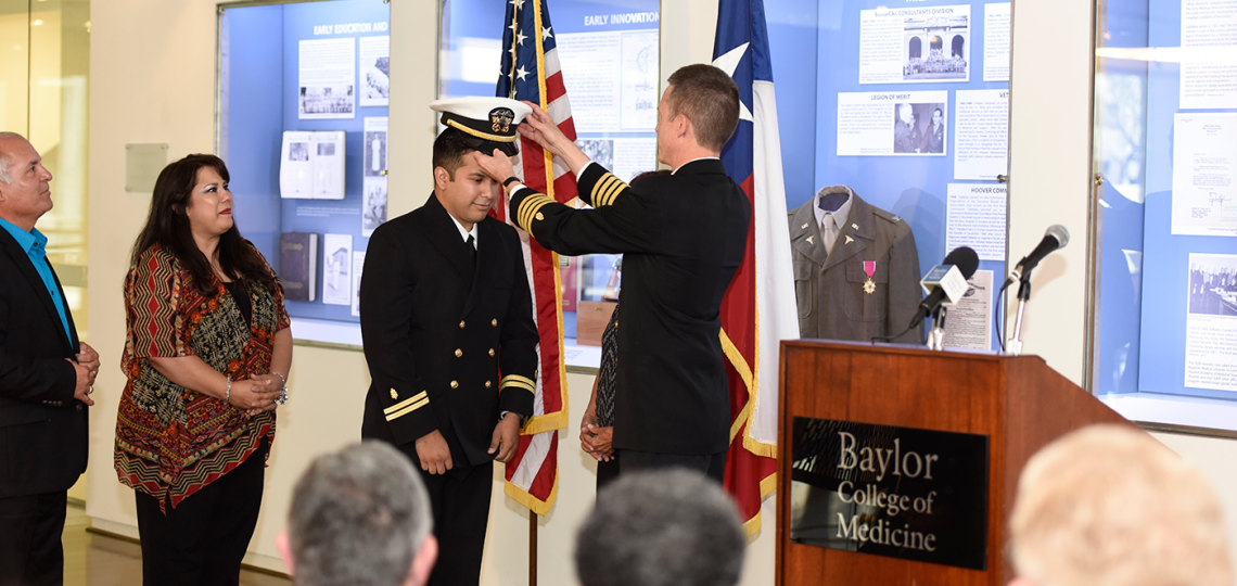 After completing medical school, Bryant Nieto was commissioned into the Navy during a ceremony held in May 2016.