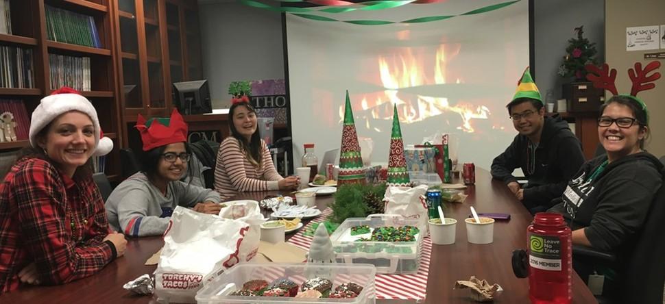 2018 Holiday Party: a skeleton crew over the holidays but we know how to party!