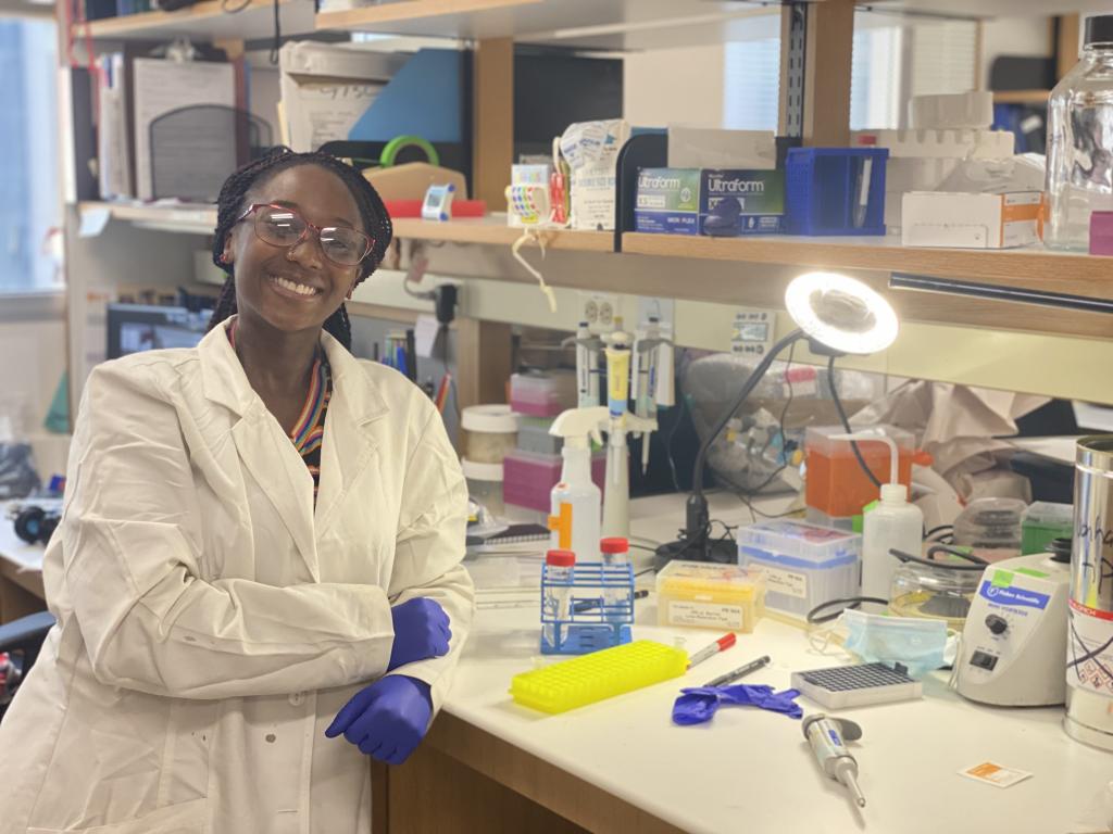 Lab member working in the recently completed lab facilities.