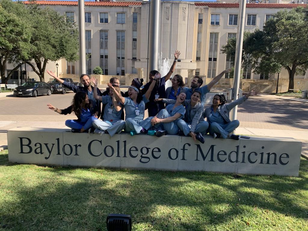 Obgyn Residents pictured in the front of the BCM Cullen Building.