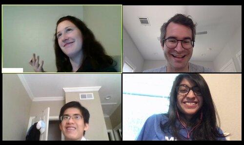 Welcome to Ritwika and Khoa, the lab’s first graduate students! Celebration over zoom due to the COVID pandemic.