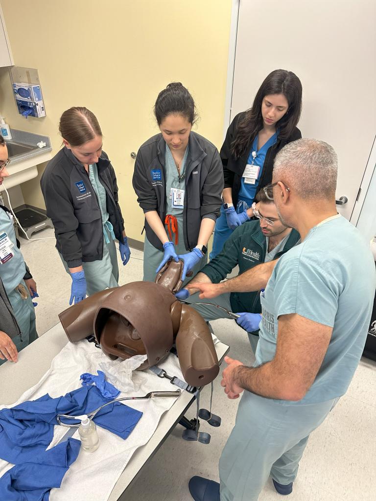 OB/GYN residents performing a mock birth