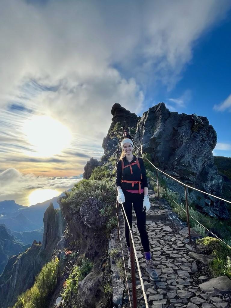 a woman hiking