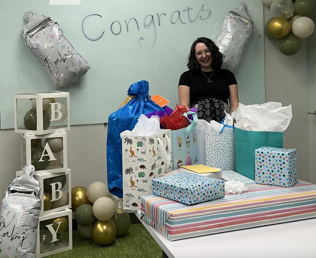 Presents galore for Janel’s lab baby shower