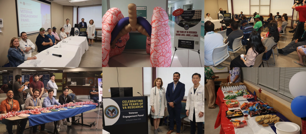 Images from the Veteran Engagement Panel on May 16, 2025, part of 2025 VA Research Week at MEDVAMC.