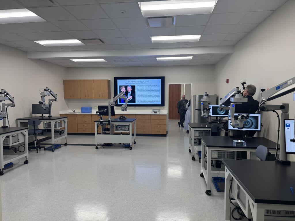 A clean lab with fresh equipment aligned across the walls.