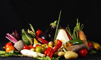 Vegetables with a black background