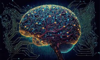 Illustration of a brain to look like it is made up of computer circuits