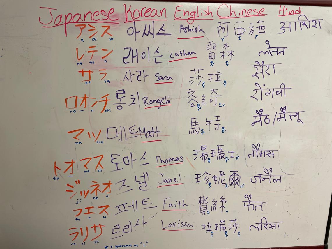 A group project on the whiteboard in the Cooper lab breakroom