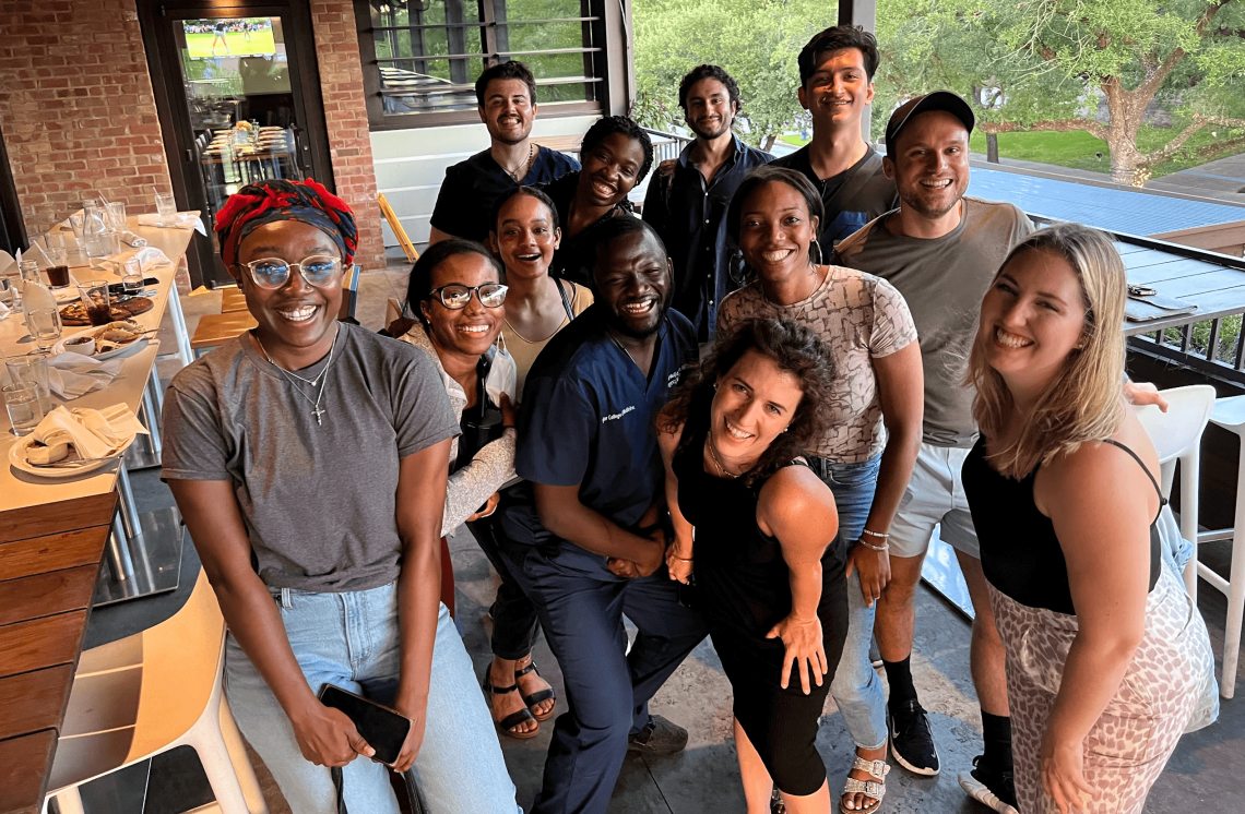 Resident Wellness members meet at a restaurant