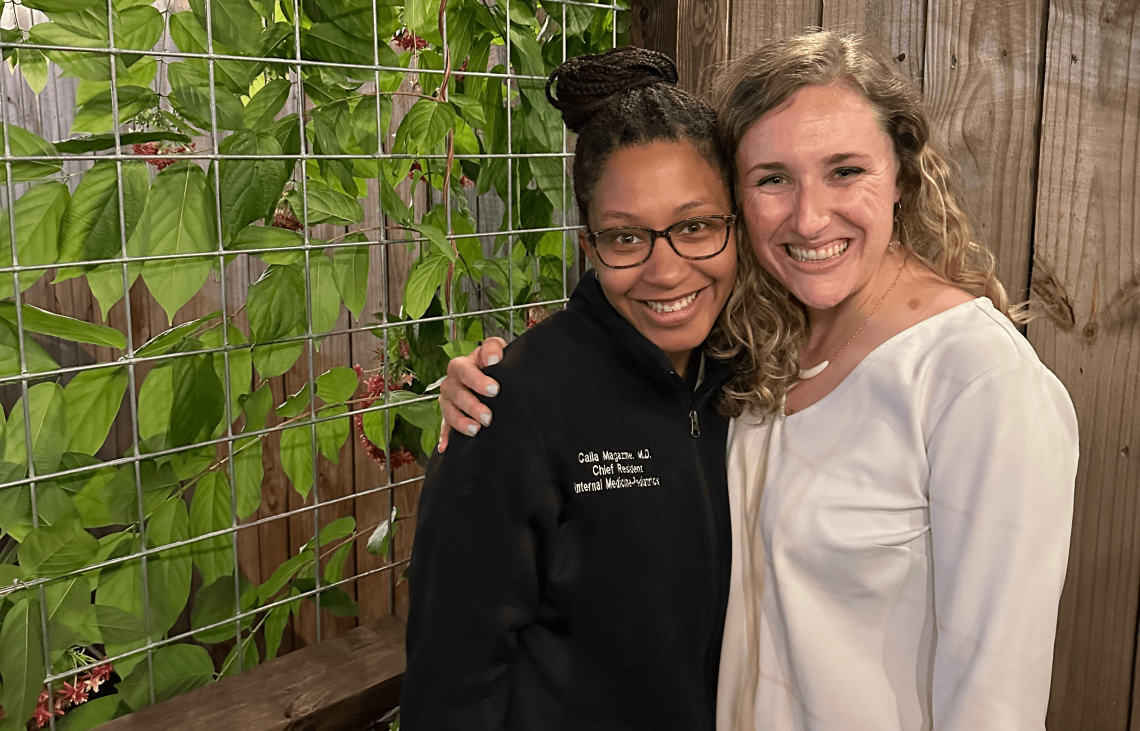 Medicine-Pediatrics Chief Residents' Caila Magazine and Colleen O'Neil pose together